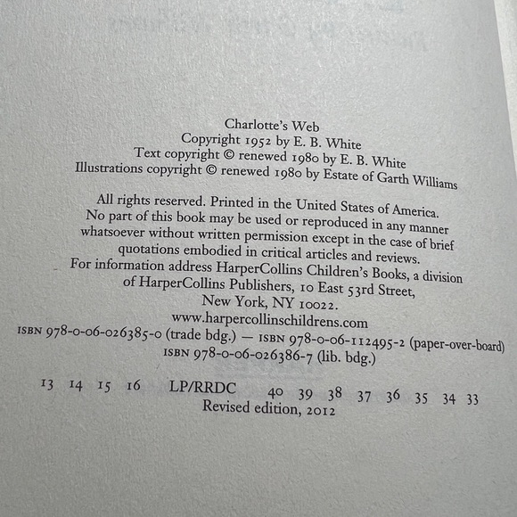 2012 “Charlotte’s Web” Hardcover 60th Anniversary Edition by E. B. White EUC!! - Picture 8 of 10